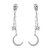 Platinum Plated Crystal Zircon Moon and Star Ear Jackets and Earrings Set for Women