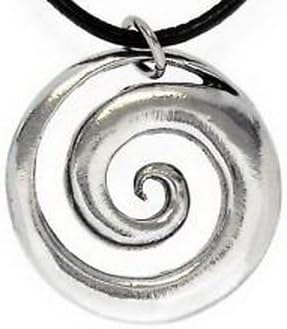 Blazers Jewelry 1985 - SPIRAL SWIRL Silver Pewter Pendant Leather CORD Surfer