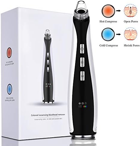 Blackhead Remover, Lanccona Blackhead Vacuum Electric Pore Vacuum with Upgrade Cold / Hot Compress, 3 Model IPL Beauty Lamp Technology, Pore Cleaner Acne Comedo Suction Removal Machine with 10 Probes