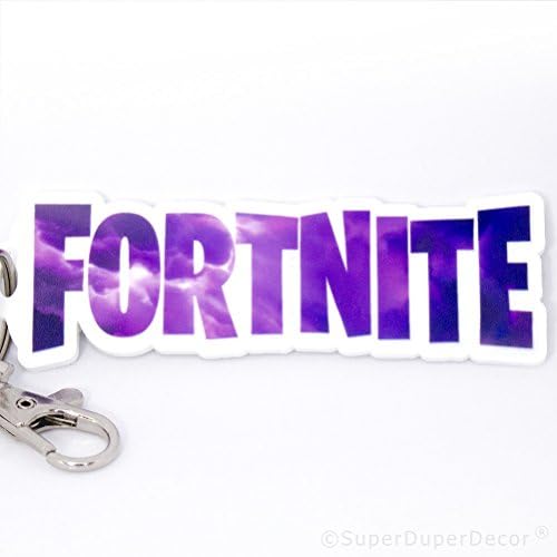 SuperDuperDecor VIDEO GAME KEYRING - Key Fob Chain Party Bag Favour Favor Loot Stocking Filler Xmas Gift Xbox PS4 PC battle royale fortnite style - PURPLE STORM