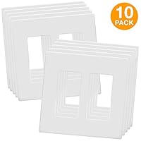 ENERLITES SI8832-W SI8832-WTP Screwless Decorator Wall Plates Child Safe Outlet Covers, Size 2-Gang 4.68" H x 4.73" L, Unbreakable Polycarbonate Thermoplastic, SI8832-W-10PCS, White (10 Pack), 1