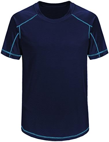 Horskey Men's Athletic Running Tshirt Baselayer Compression Top Camping Hiking Top (Height 5'9"-5'11", Navy)