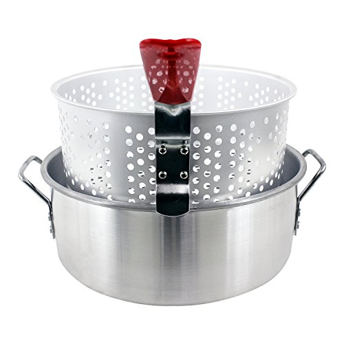 Chard FBA12, Aluminum Stock Pot with Strainer Basket, 10.5 Quart, Grey