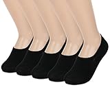Leotruny 5-Pack Women's Non Slip No Show Socks for Sneakers,Booties (Women shoe size:5-9.5, C03-Black)
