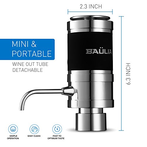Baulia WA819 Electric Aerator - One Touch Operation Instantly Allow Wine to Breath, Pump Dispenser with Vacuum Sealer, Silver