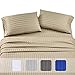 California Design Den Damask Sheets, 500 Thread Count 100% Cotton Bed Sheets King, Cooling Deep Pocket Striped Sheets Set, Soft & Breathable Luxury Hotel Quality - Brown