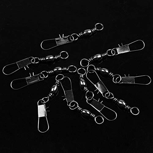 OROOTL Wirbel Angeln Snap 100Stk Barrel Angelwirbel mit Sicherheit Interlock Snaps Link hohe Festigkeit Salzwasser Angelzubehör Angelgerät Köder Line Connector – Bild 7
