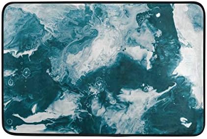 Risating Blue Abstract Marble Doormat Entrance Mat Floor Mat Indoor Outdoor Bathroom Mat Non-Slip 15.7" X 23.5"