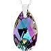 ROYAL CRYSTALS Sterling Silver 925 Made with Imitation of Crystals Pink Purple Blue Teardrop Pendant Necklace,18