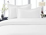 Solid White 300 Thread Count King/California King Size 3PC Duvet Cover Set 100 % Cotton with button enclosure