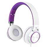 Intone Ms200 Stereo Low Bass Folding and Adjustable Headphone Earbuds - White / Purple