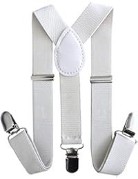 CD Kids Suspender for Boys and Girls, Adjustable Children and Toddler Suspender (White)