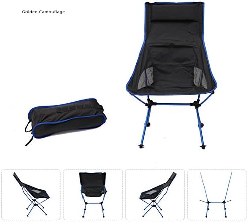 ShuHome Portable Lightweight Folding Hiking Picnic Camping Chair Beach Seat for Barbecue Touring Fishing Travelling Backpacking Outdoor with Carry Bag (Lake Blue)