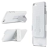 iPhone 6 Plus Case (5.5 inch), ULAK iPhone 6 Plus 5.5 inch Holster Case SUPER SLIM Hybrid Impact Rubber Combo Kickstand Cover Case for iPhone 6 Plus (5.5) With Locking Belt Swivel Clip(White)
