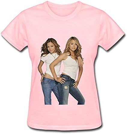 Dominily Women's Pink Olsen Twins Mary Kate and Ashley Olsen T-Shirt