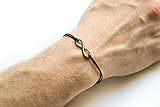 Infinity bracelet for men, black cord men's bracelet with a bronze tone infinity charm, groomsmen gift for him, endless, friendship bracelet