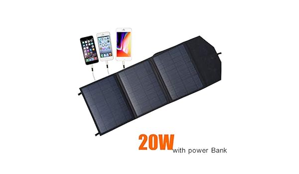 QWERDF El Panel Solar Plegable 20W Cargador Solar Portátil con ...