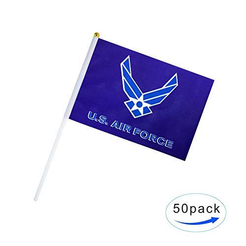 TSMD US Air Force Wings Stick Flag 50 Pack Small Mini Handheld United States Military Polyester Flags,Decorations Supplies for Army Party Events Celebration
