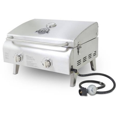 Pit Boss 2-Burner Portable LP Gas Grill, Stainless Steel | Gas Barbeque