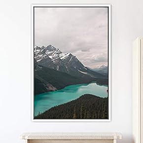 signwin Framed Canvas Mountain Lake View Global Landscape...