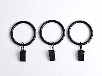 Xin store 40-pack Black Metal Curtain Rings with Clips (1.5")