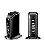 6-Port Desktop USB Hub/Charging Station with Smart IC Technology for Apple iOS, Android & Virtually all Other USB Compatible Devices (6-Port Balck)