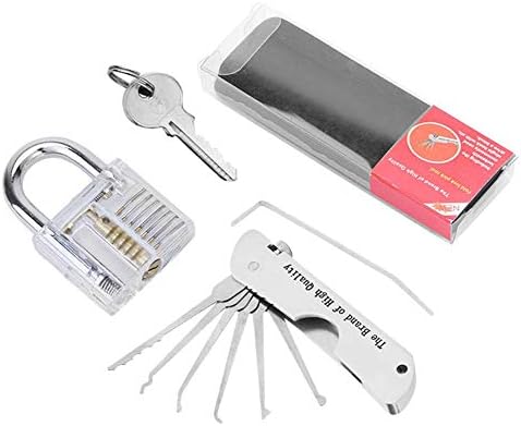 poetryer Lock Pick Set Folding Multitool With Transparent Padlock Picking Tool Kit Practice Lock Set For Beginners And Pro Locksmiths