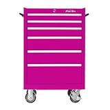 The Original Pink Box PB2606R 26-Inch 6-Drawer 18G Steel Rolling Cabinet, Pink