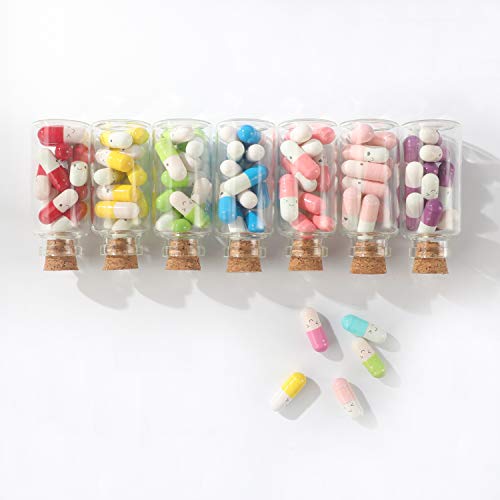 Magic Season Decorative Glass Bottles (15 Pcs w/Cork Stopper 0.66 oz/1.06" D/2.36" H)