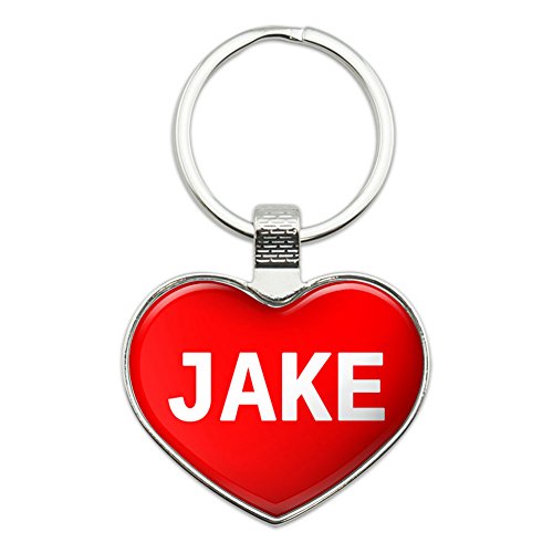 Metal Keychain Key Chain Ring I Love Heart Name J-K - Jake