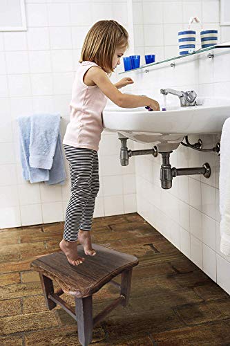 URFORESTIC Handcrafted 100% Solid Wood Bed Step Stool-Foot Stool Kitchen Stools Bed Steps Small Step Ladder Bathroom Stools (Black)