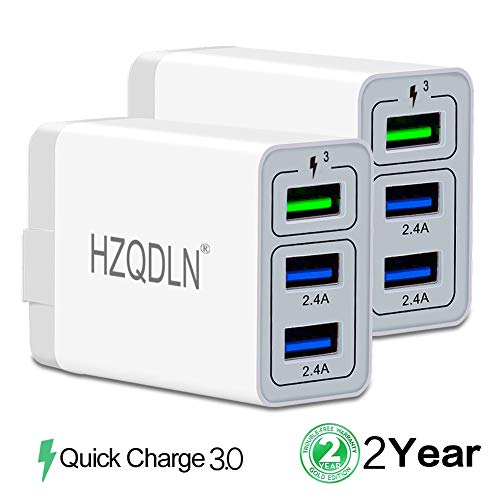 HZQDLN Fast Wall Charger QC 3.0 USB Quick Charge 3 Ports Tablet iPad Phone Charger Adapter Travel Plug Compatible iPhone X/Xs/XS Max/XR/8/8+/7P/7/6/5 Samsung S8/S7/S6/Edge/LG HTC