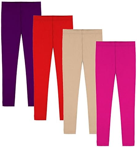 Girls Leggings 4 PK Kids Winter Warm Stretchy Leggings Baby Soft Leggings (Combo3, M (height 44 To 50 Inch, Age 5-7 Years))