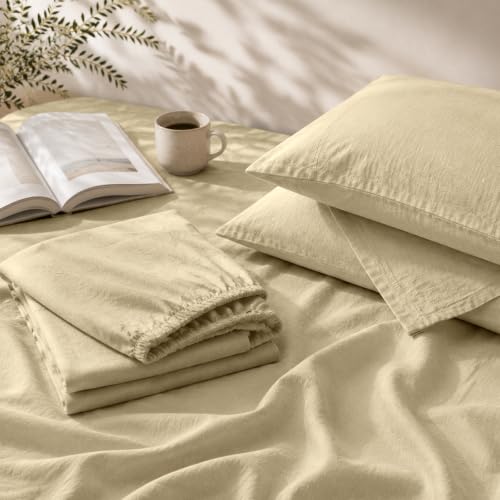 MEISHANG 100% French Linen Sheets King