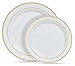 60 Heavyweight White with Gold Rim Plastic Plates: 30 Dinner Plates and 30 Salad Plates By Select Settings