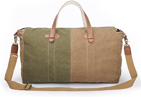 Oflamn Floral Duffle Bag Water Resistant Canvas Travel Weekender for Women (1.0 Brown/Green, L)