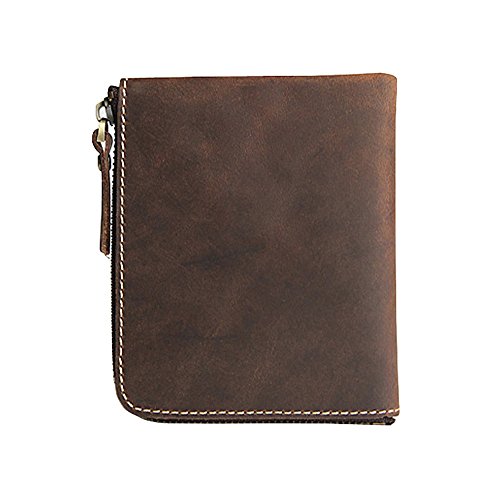 Boshiho Men's Crazy Horse Leather Change Purse Credit Card Holder Wallet Coin Holder Small Wallet (Coffee)