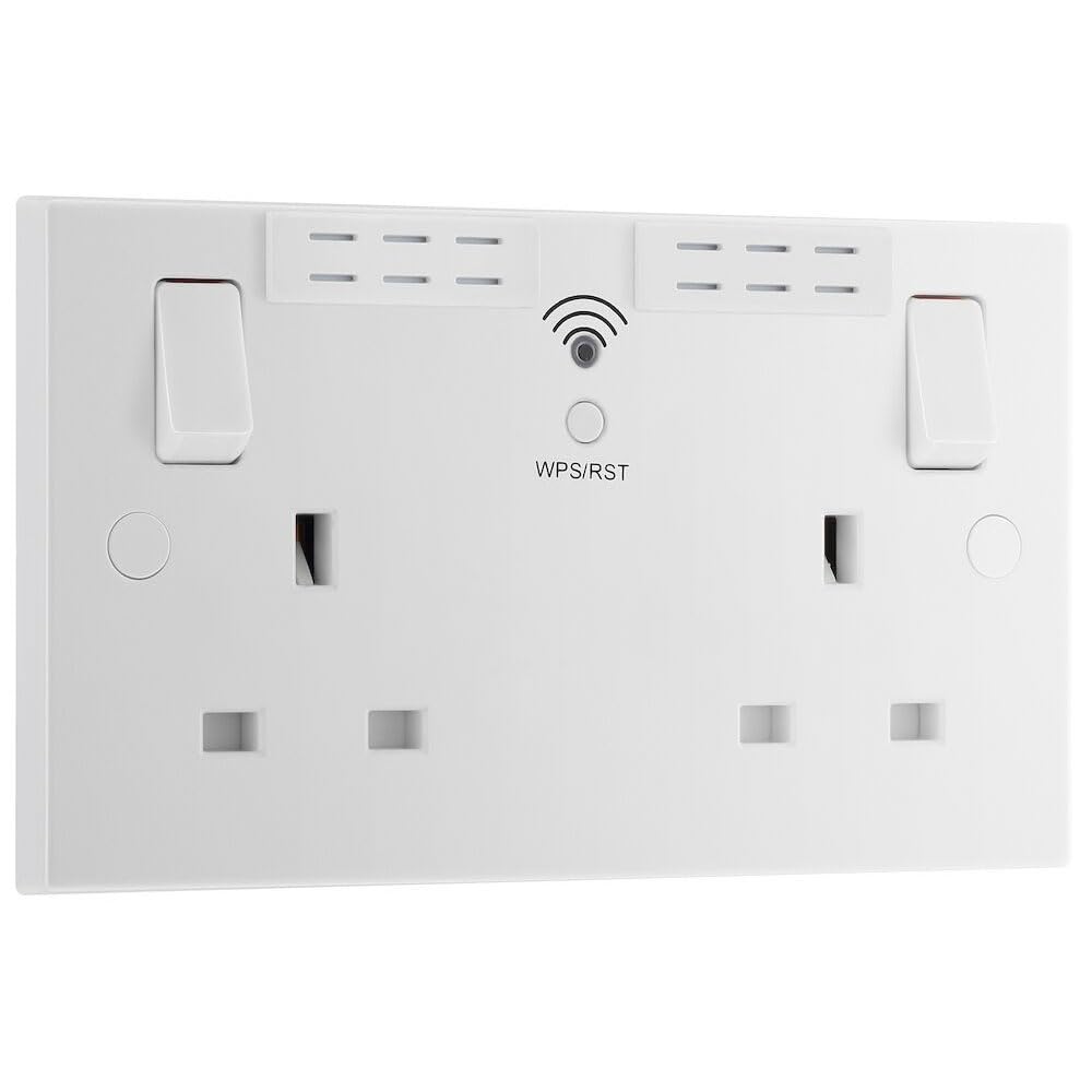 BG Electrical Double Switched Power Socket and Wi-Fi Repeater