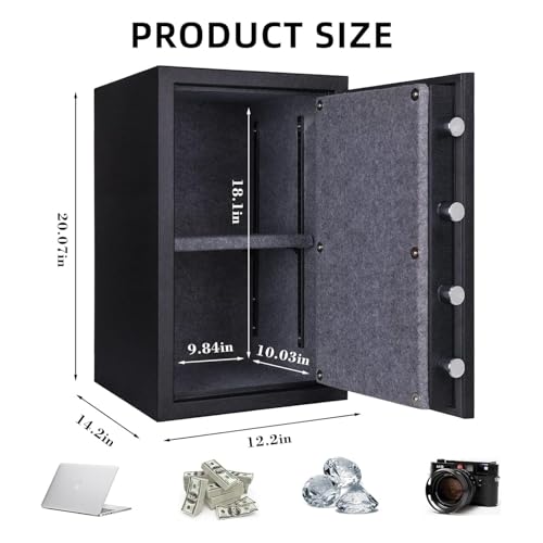 Heavy Duty Large Fireproof Safe, 1.8 Cubic Feet Home Safe Box – Sturdy Steel Digital Safe with Keypad Lock for Home Office Business Use
