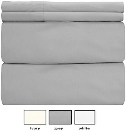 COT PRINTS 400 Thread Count 100% Cotton Sheet Set, Queen Sheets Set, 4-Piece Long-staple Combed cotton sheets, Bedsheet set, Breathable Soft, Silky Sateen Weave, 14" deep pocket (Grey)