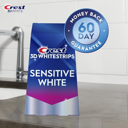 Crest 3D Whitestrips Sensitive At-home Teeth Whitening Kit, 18 Treatments, Gently Removes 15 Years of Stains