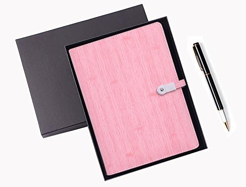 ONLVAN Leather Business Portfolio Padfolio Notebook ,3 in 1 6000mah Mobile Power Supply Case Cover for iPad mini/iPad/iPhone/android with 8GB USB&Pen&Gift Box (Pink)
