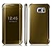 Samsung Galaxy S6 Edge PLUS Case, Towallmark Clear View Mirror Flip Smart Case Cover (Gold)