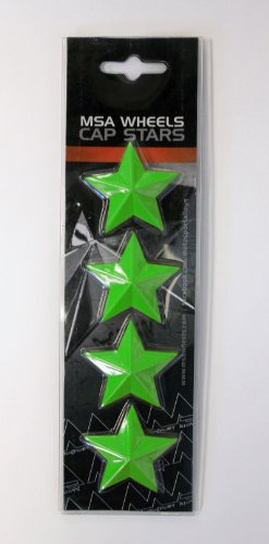 Set of 4 MSA Green Stars (Fits All MSA Wheel Caps Except M16)