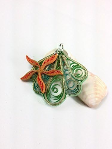 Paper Quilled Seashell Starfish Necklace Pendant Handmade Mermaid Jewelry
