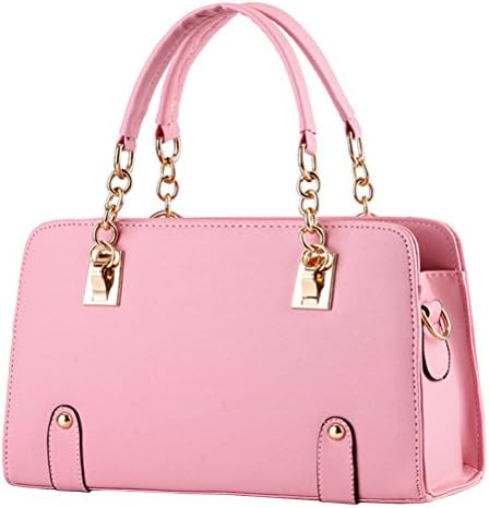 Vusum Women's Leather Handbag Zipper Hobo Satchel Toe Shoulder Bag Light Pink