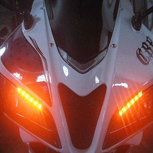 BLIIFUU 2PCS Motorcycle LED Turn Signal Lights, Waterproof Amber Lights Strip for Turn Signal Backup License Plate - Thumbnail 5