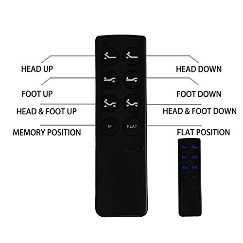 Adjustable Bed Base Backlit Wireless Remote Bed Frame Max 848LB, 7”or