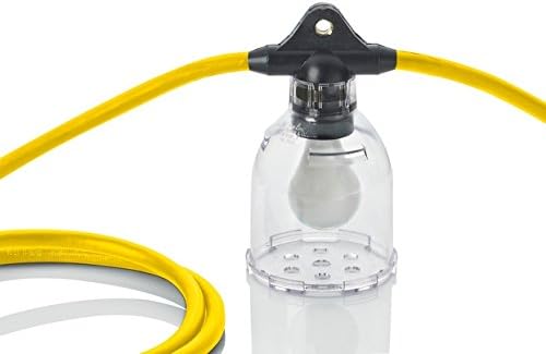 Temporary Lighting Stringers 8000 Lumen on 50' of 14/3 yellow cable, 5 Sockets, NEMA 5-15 plugs. Includes Guards and 15 Watt 1600 Lumen LED lamps