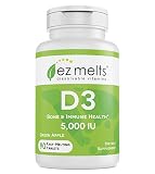 EZ Melts Vitamin D3, 5,000 IU, Fast Melting Tablets, Bone Health Vitamin Supplement